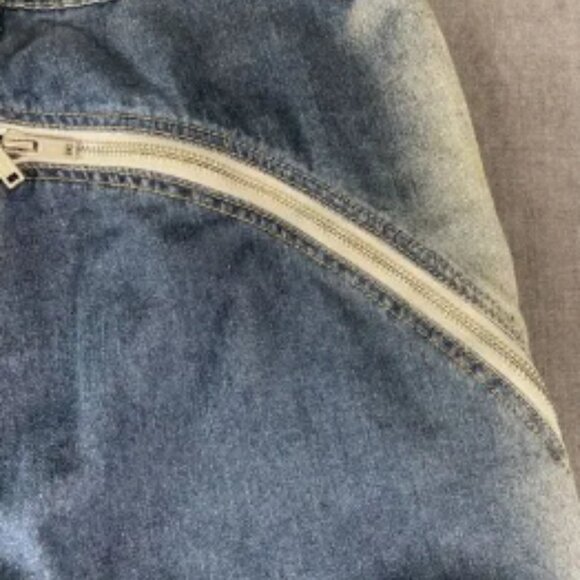 Mijko Zipper Jeans Mens 2XL Blue Gradient Baggy Denim Y2K Statement Streetwear - Picture 9 of 13